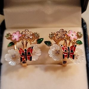 New, butterfly & flowers earrings